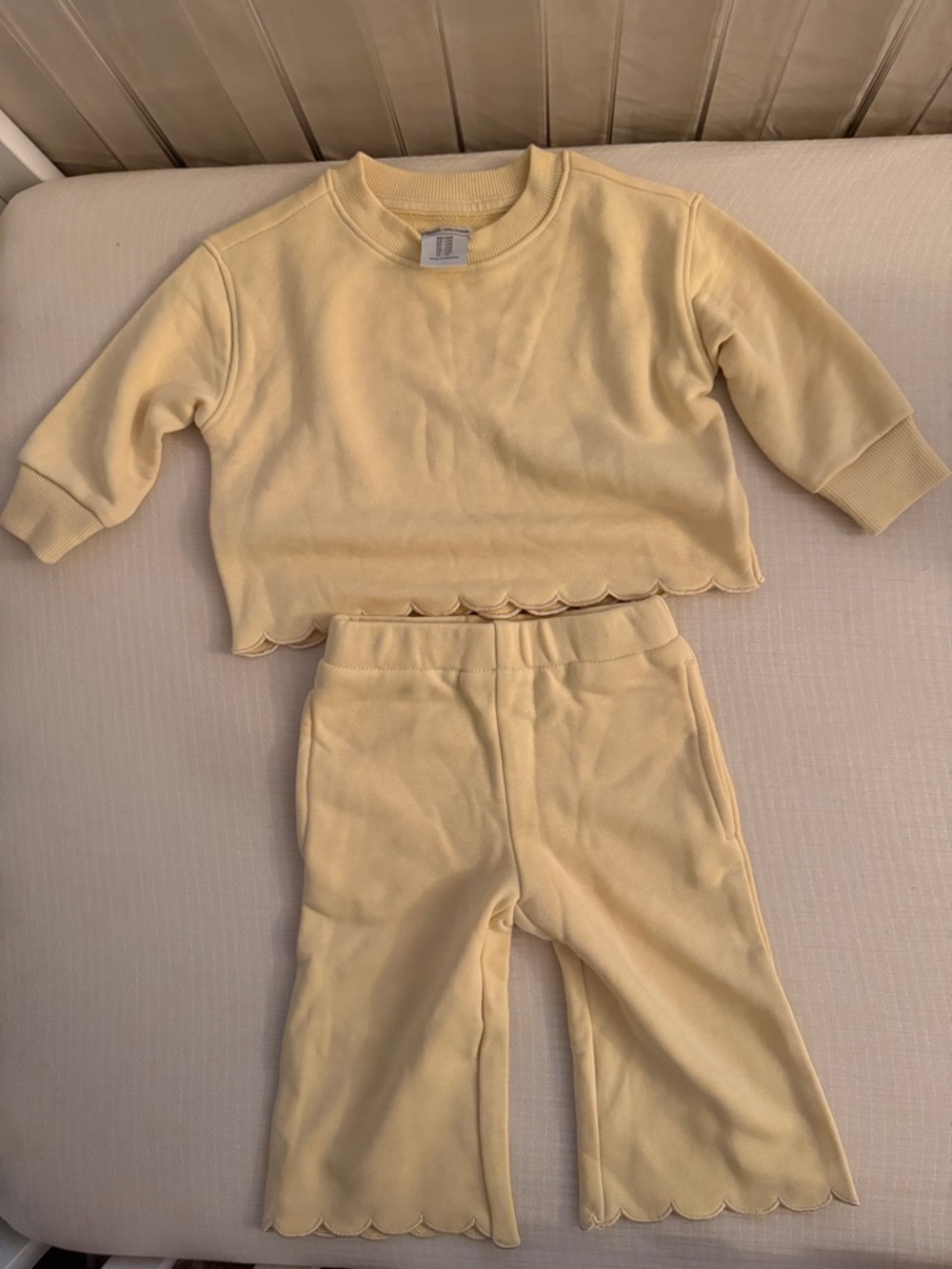 Pale Yellow Scalloped Kids Matching Set